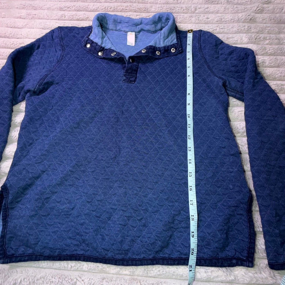 Marine Layer Corbet Quilted Pullover Navy Blue Snap Neck Sweatshirt Women's XS - Picture 5 of 12